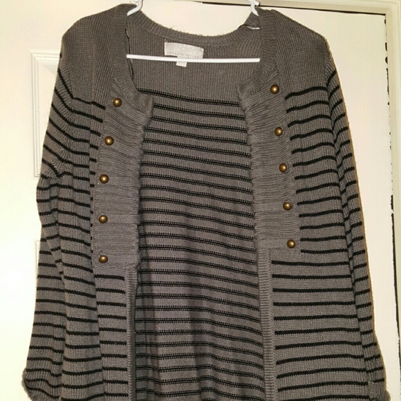 Gray and black striped cardigan