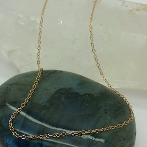 14k 585 Pink Rose Gold 18" Oval Link Dainty Chain