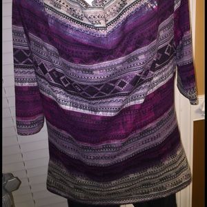Purple / black / khaki 3/4 length sleeved shirt