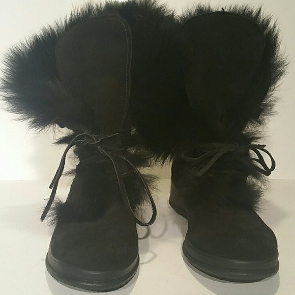 Suede faux fur lined ankle boots - Picture 3 of 4