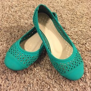 Teal Cutout Flats