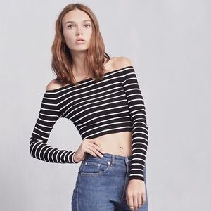 Reformation pine crop top off shoulder