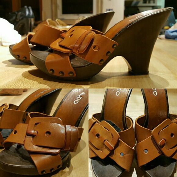 ALDO platform leather wedges