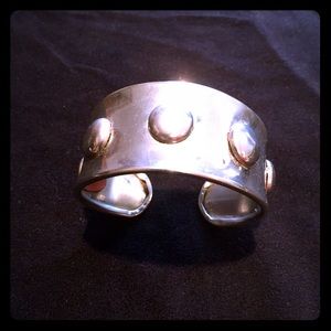 Modern Silver Cuff with Leather Interior