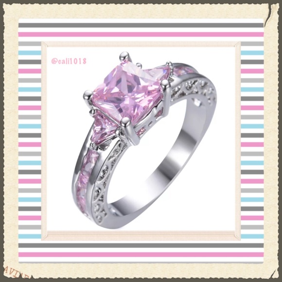 New Pink Sapphire White Gold Filled Ring Sz 6 & 9 - Picture 2 of 4