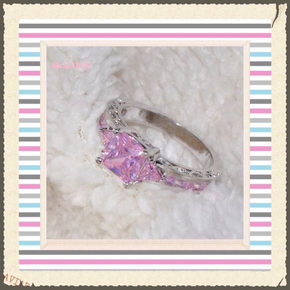 New Pink Sapphire White Gold Filled Ring Sz 6 & 9 - Picture 3 of 4