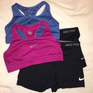 Nike Sport Bras and Spandex Shorts