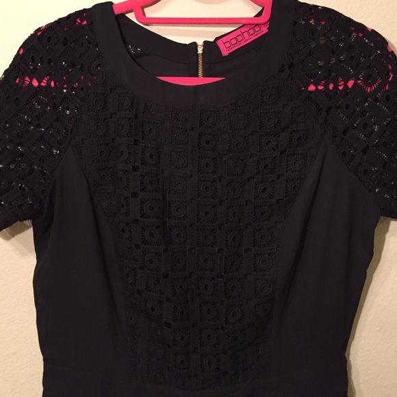 Boohoo Pants - Boohoo Black Crochet Sleeve Romper Sz 8 Boohoo Pants - Boohoo Black Crochet Sleeve Romper Sz 8