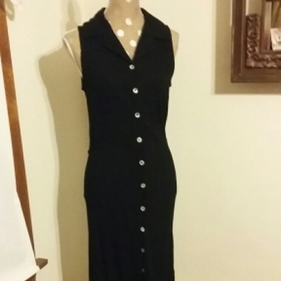 Black long dress with pearly buttons