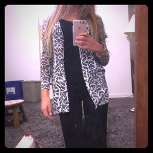 Black and white cardigan, cool print