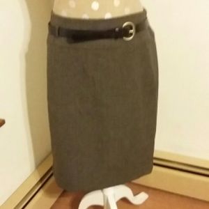 Long belted brown skirt