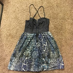 Cross-back Blue Dress