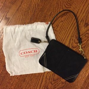 Like new black leather Coach wristlet