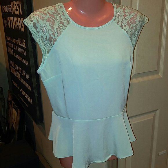 Mint green lace top