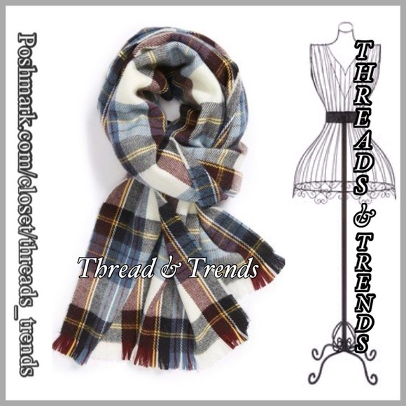 Threads & Trends Accessories - Teal Plaid Blanket Scarf