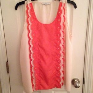 Cream and Pink lace detail tank