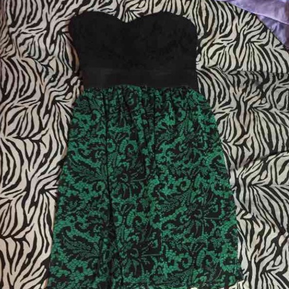 Green and black dress