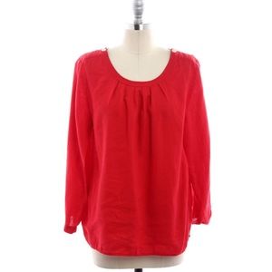 J. Crew cherry-red long sleeve top.