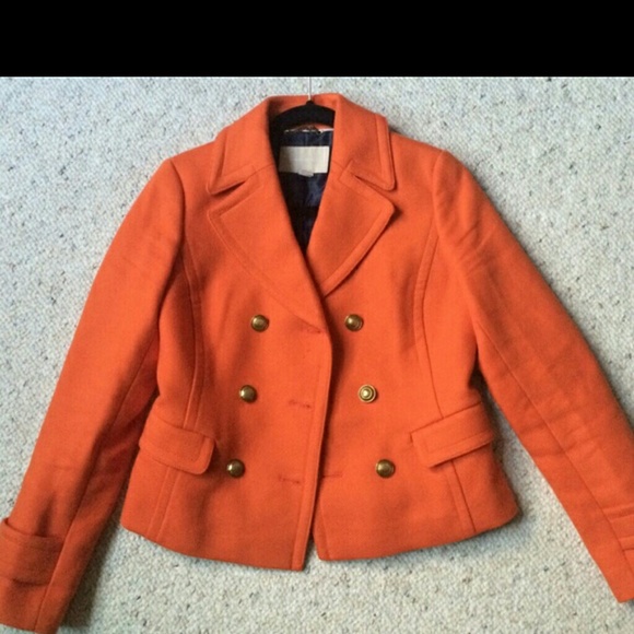 Banana Republic Jackets & Blazers - BANANA REPUBLIC ORANGE PEA COAT! XS
