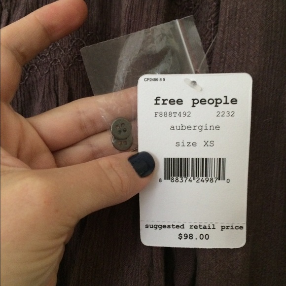 Free People mauve crinkle linen top - Picture 2 of 4