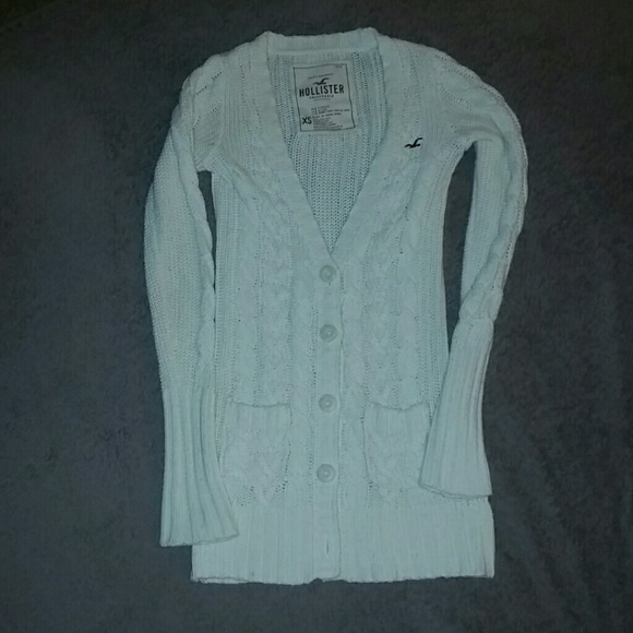 Hollister long cable knit cardigan ivory XS