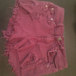 Maroon AE High Waisted Shorts