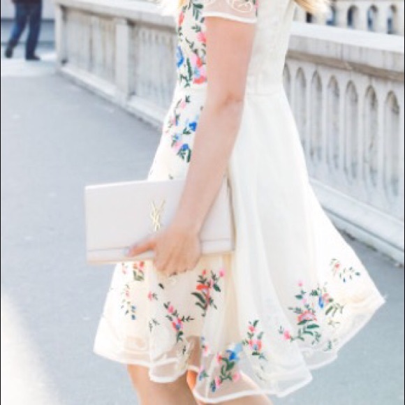 Embroidered organza dress by chicwish