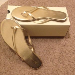 LC gold flip flops
