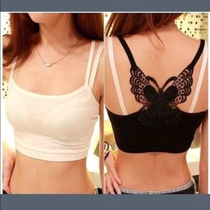 NWT Black Butterfly Crop Top