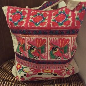 Embroidered canvas tote