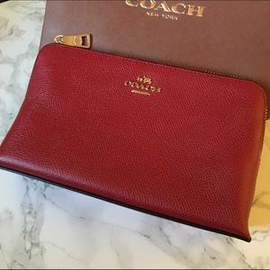 NWT - Coach Zippered Pouch in Cranberry
