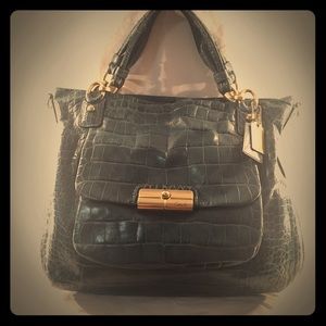 Coach Kristin Croc Embossed Tote Blue