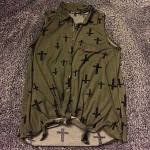 Popular cross pattern button up