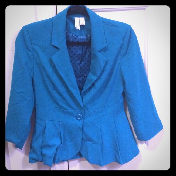 Forever 21 Teal Peplum Blazer