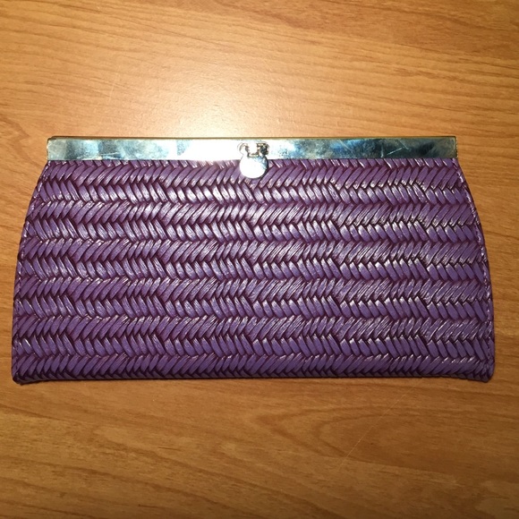 Purple bamboo texture clutch