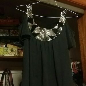 Off the shoulder bling shirt