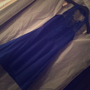 Neck Lace Royal Blue Flowy Dress