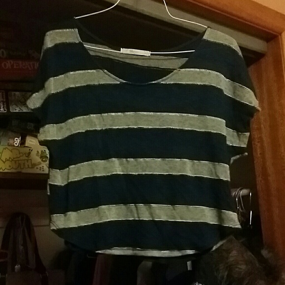 Blue and gray crop top