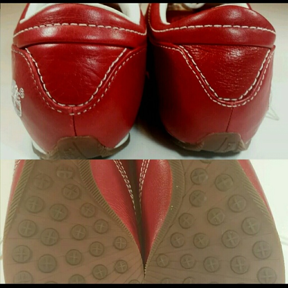 TIMBERLAND Red White 8M Leather Oxfords Sneakers - Picture 2 of 3
