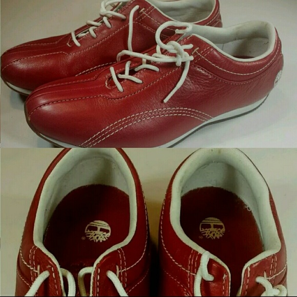 TIMBERLAND Red White 8M Leather Oxfords Sneakers - Picture 3 of 3