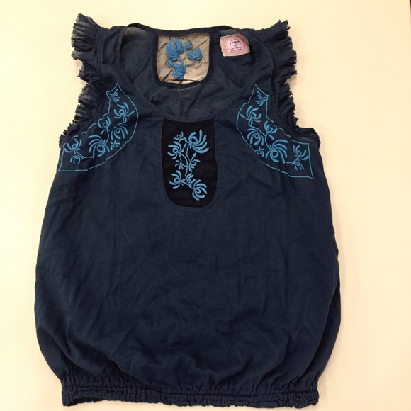 Free People Navy Sleeveless Blouse