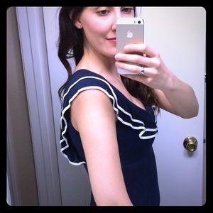 Cute H&M ruffle navy blue girly top