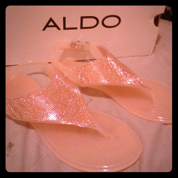 New peach sparkling sandals by aldo
