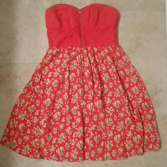 Super Flirty Coral Corset Top Dress