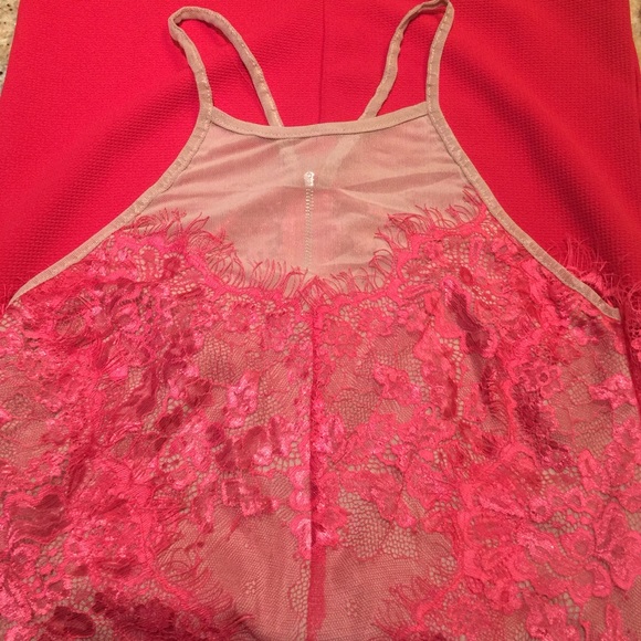 Clearance !! Fuschia /Red mesh Lace dress - Picture 4 of 4
