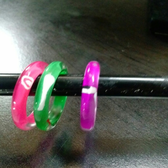 Stackable Rings plastic resin hand painted color