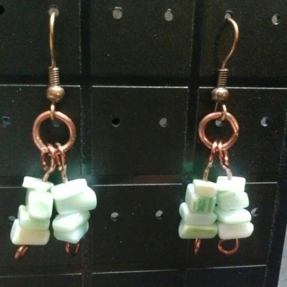 Earrings Chinese turquoise stone on Copper - Picture 1 of 2