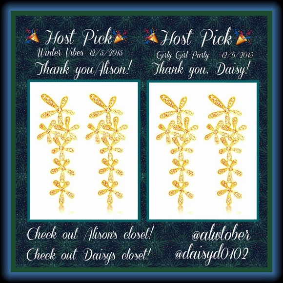 CRYSTAL EARRINGS  SILVER OR GOLDTONE      ๐HPx2๐ - Picture 3 of 4