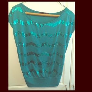 Teal sequin top