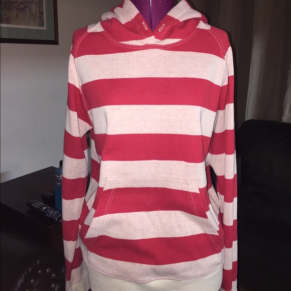 BDG Large Pullover Hooded Sweatshirt - Red / White